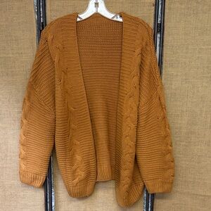 Cozy Cable Knit Cardigan Sweater - Brown